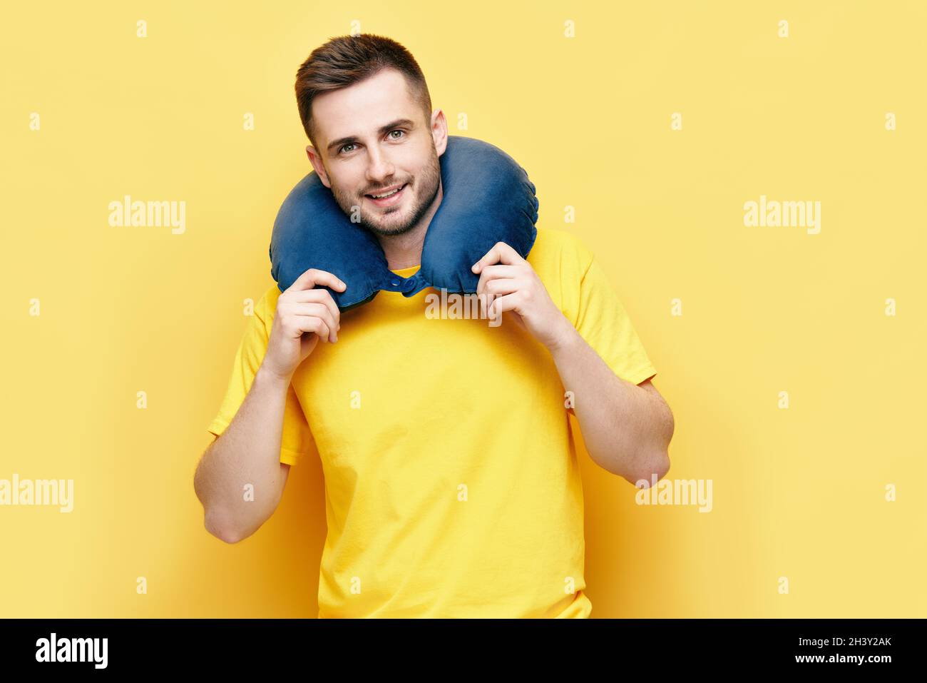 Portrait tired young man neck hi-res stock photography and images - Alamy