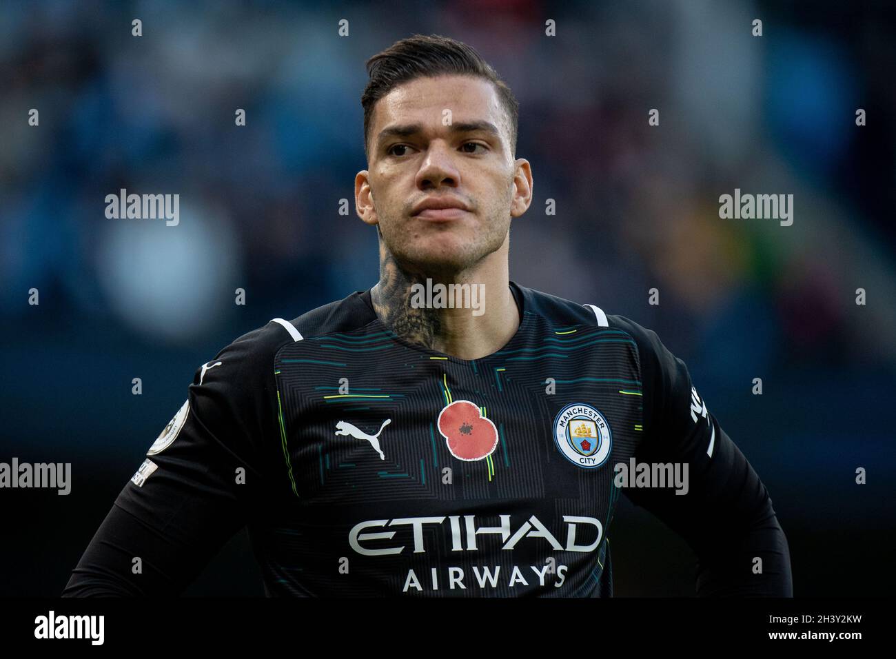 MANCHESTER, ENGLAND - OCTOBER 30: Ederson of MCFC during the Premier League match between Manchester City and Crystal Palace at Etihad Stadium on Octo Stock Photo