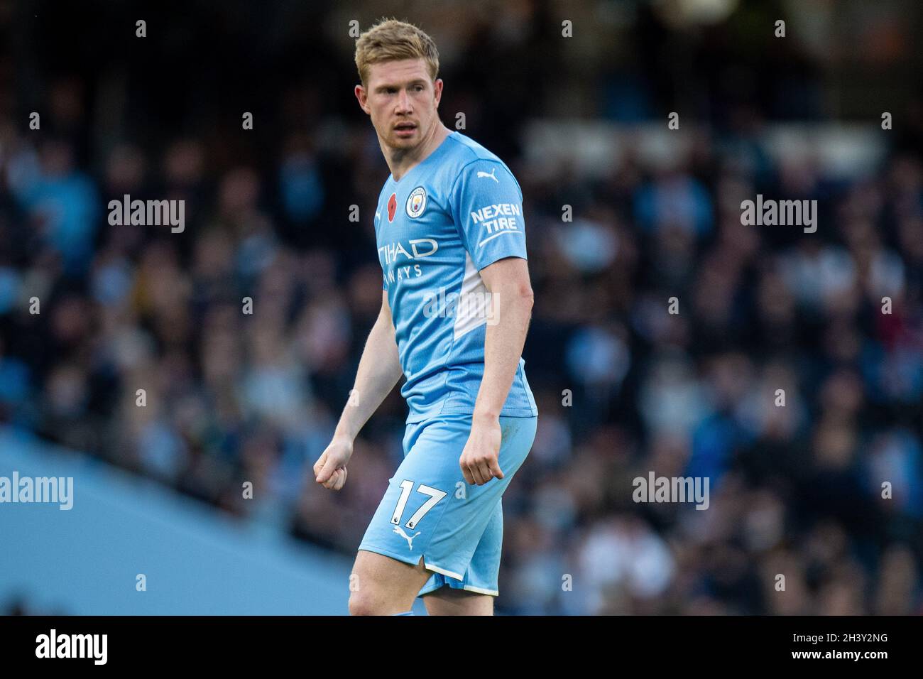 MANCHESTER, ENGLAND - OCTOBER 30: Kevin De Bruyne of Manchester City during the Premier League match between Manchester City and Crystal Palace at Eti Stock Photo