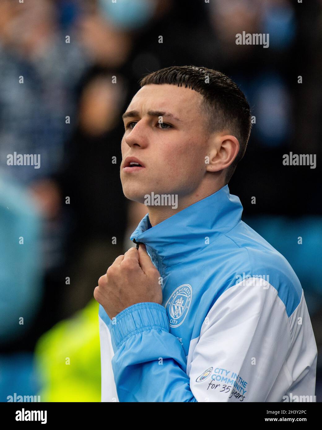 MANCHESTER, ENGLAND - OCTOBER 30: Phil Foden of Manchester City during the Premier League match between Manchester City and Crystal Palace at Etihad S Stock Photo