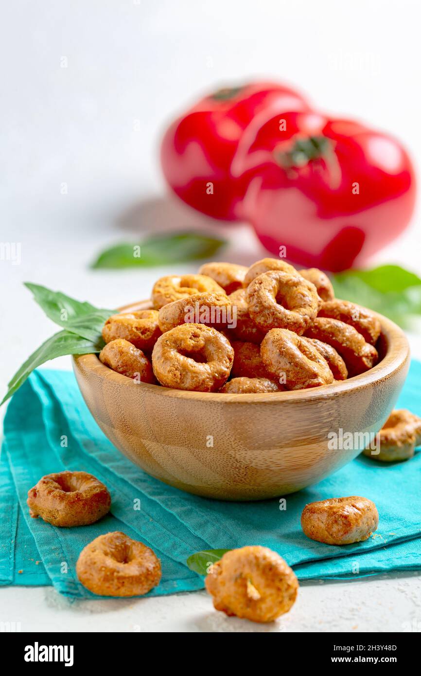 Traditional Italian snack - taralli. Stock Photo