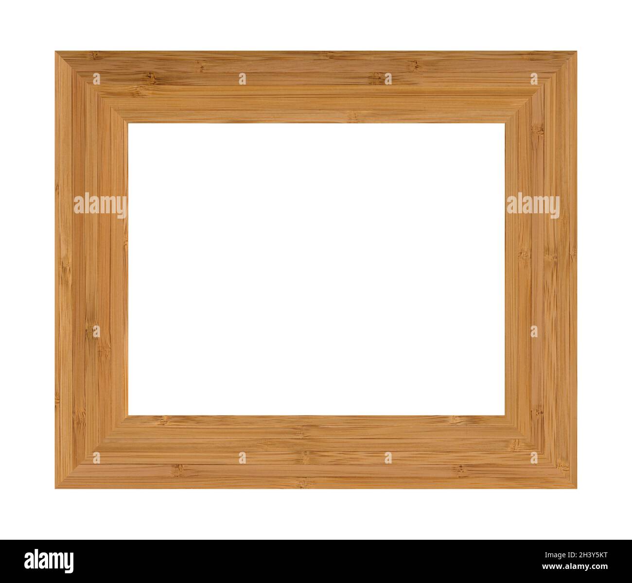 Rectangular empty wooden and bamboo frame, isolated on white background Stock Photo