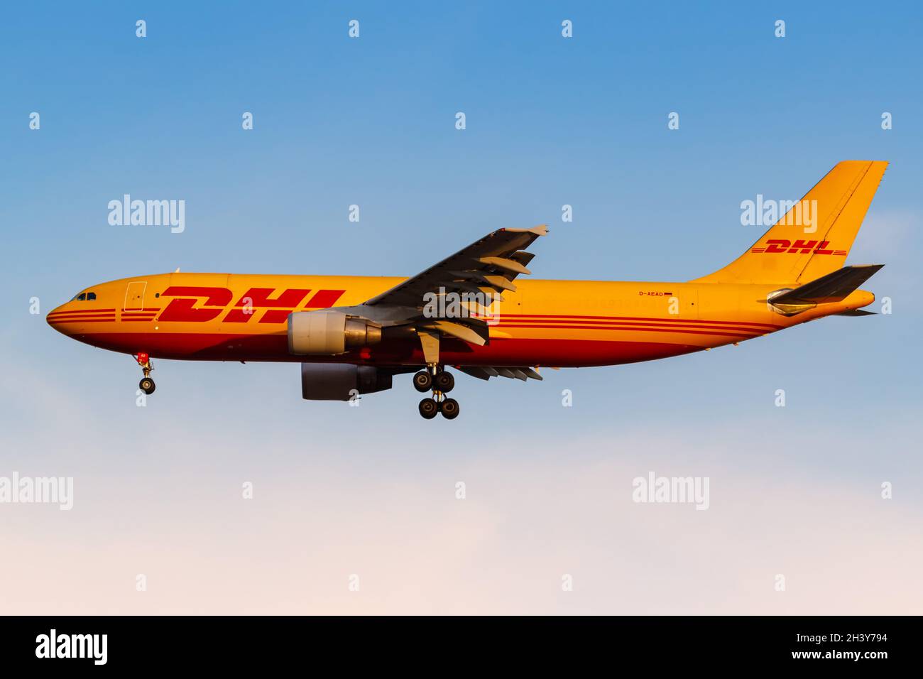 DHL European Air Transport Airbus A300-600F aircraft Athens airport in Greece Stock Photo