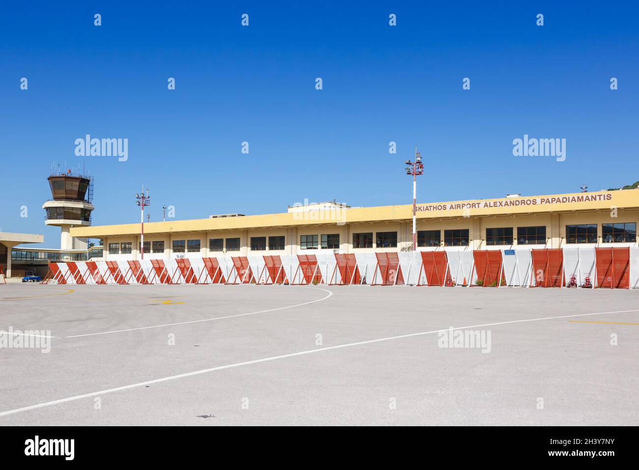 Terminal Skiathos Airport (JSI) in Greece Stock Photo