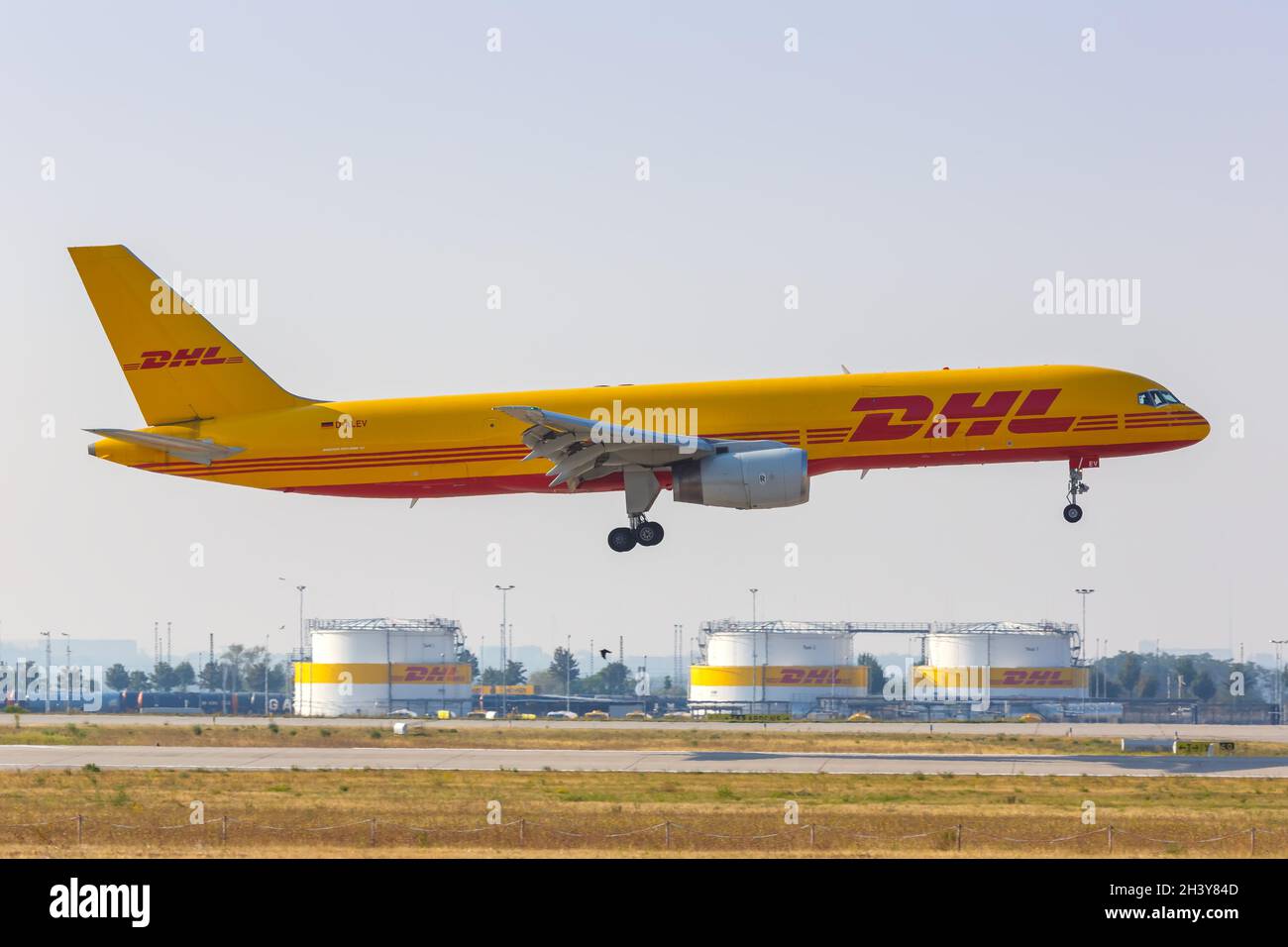 DHL Boeing 757-200(PCF) Aircraft Leipzig Halle Airport in Germany Stock Photo