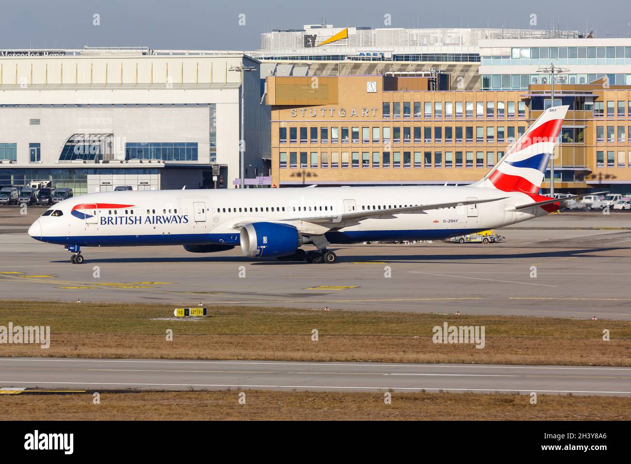 British Airways Boeing 787-9 Dreamliner aircraft Stuttgart Airport in Germany Stock Photo