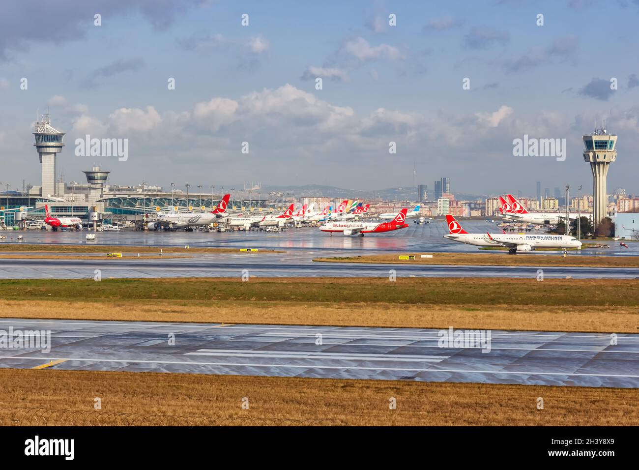 Turkish Airlines aircraft Istanbul Ataturk Airport in Turkey Stock ...