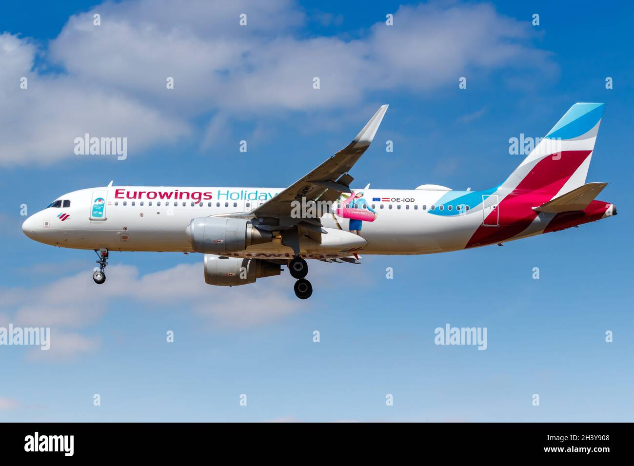 Eurowings Airbus A320 aircraft at London Heathrow special livery Holidays Stock Photo