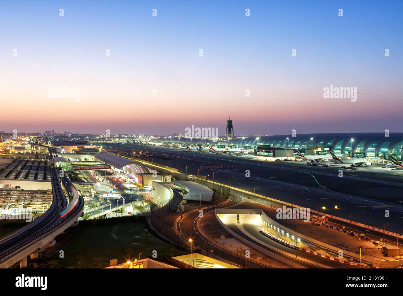 Overview Dubai International Airport DXB Stock Photo