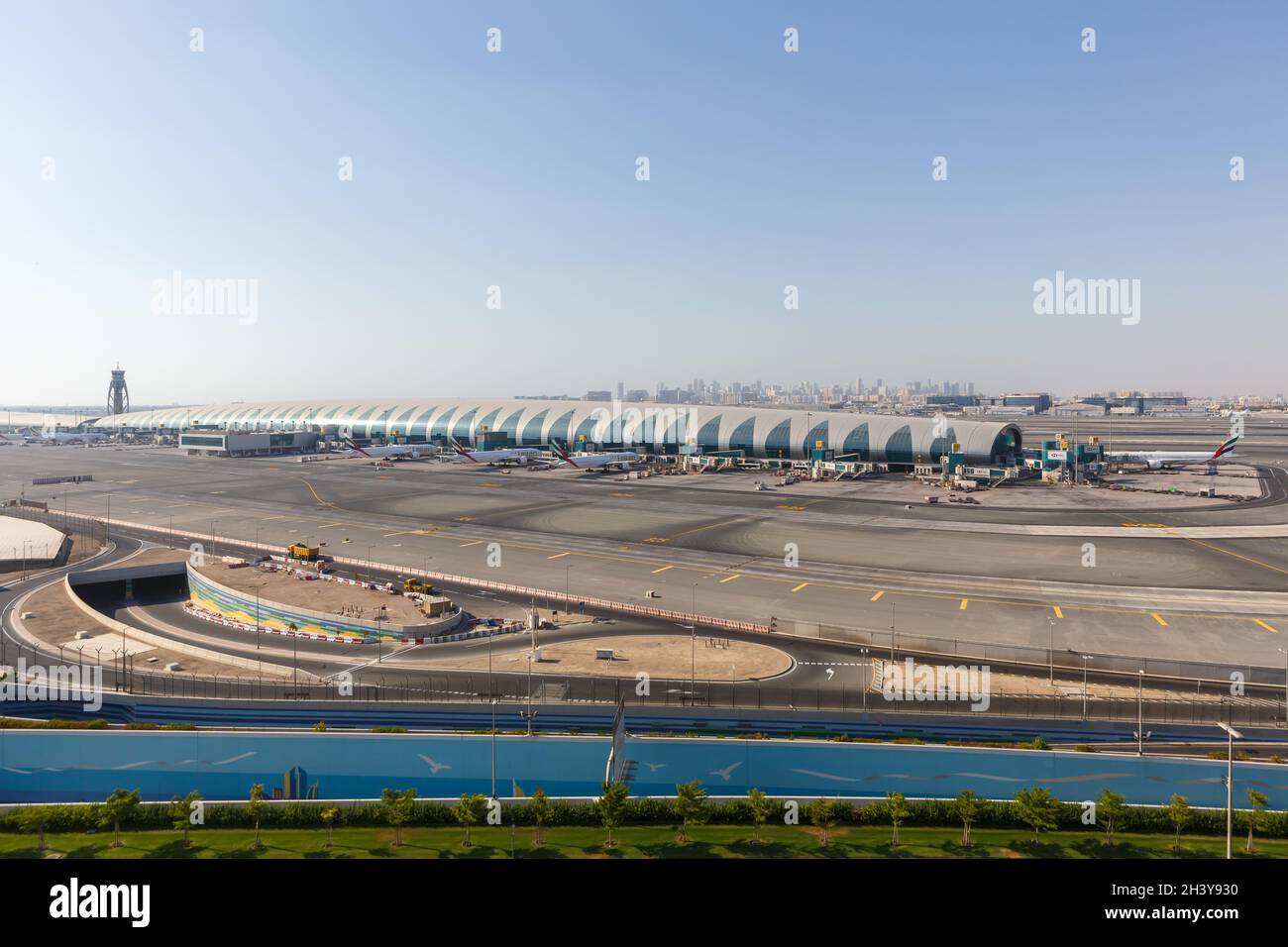 Overview Dubai International Airport Terminal 3 DXB Stock Photo