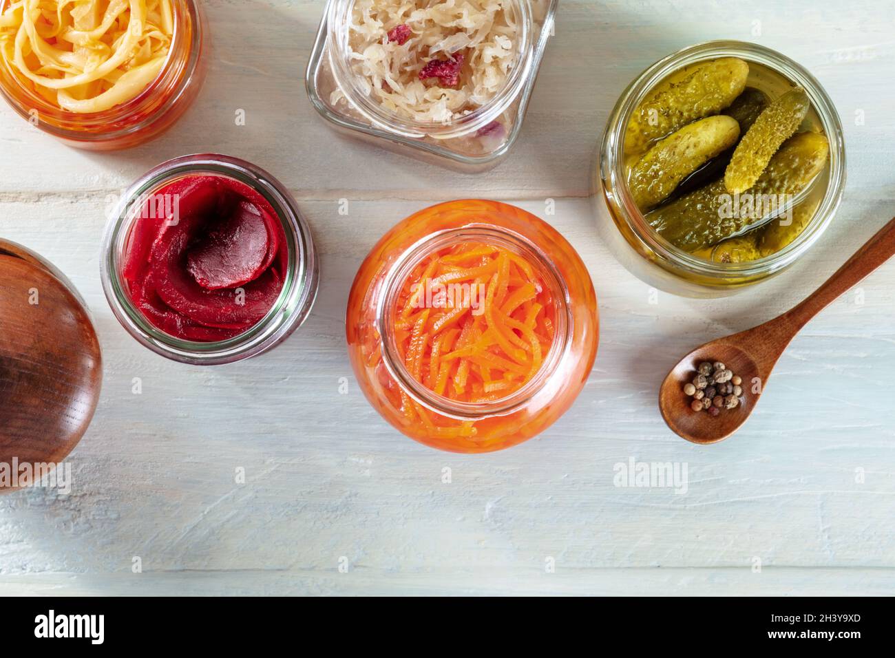 Fermented, probiotic food. Canned sauerkraut, carrot, pickles, other