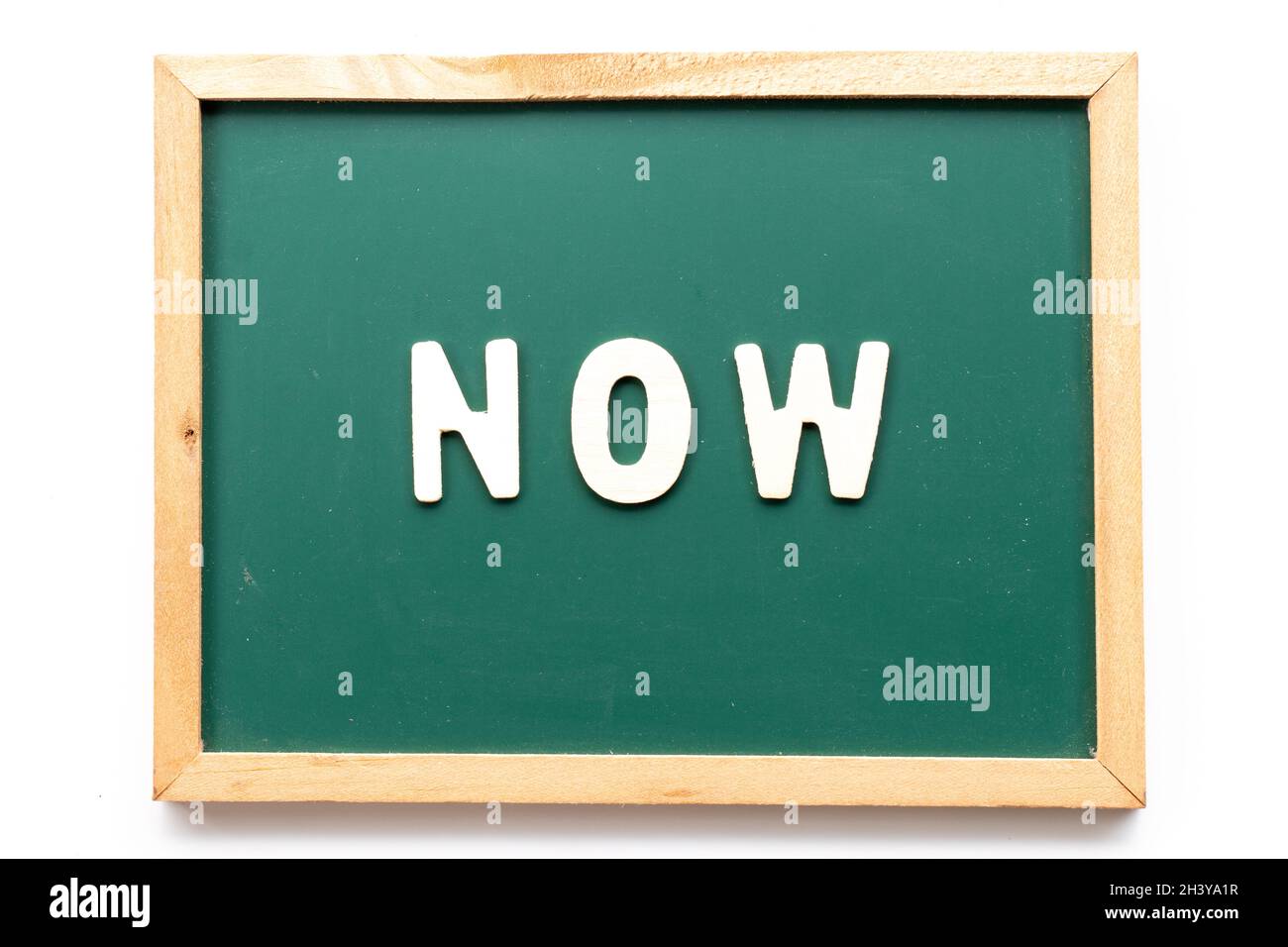 Alphabet letter in word now in blackboard on white background Stock ...