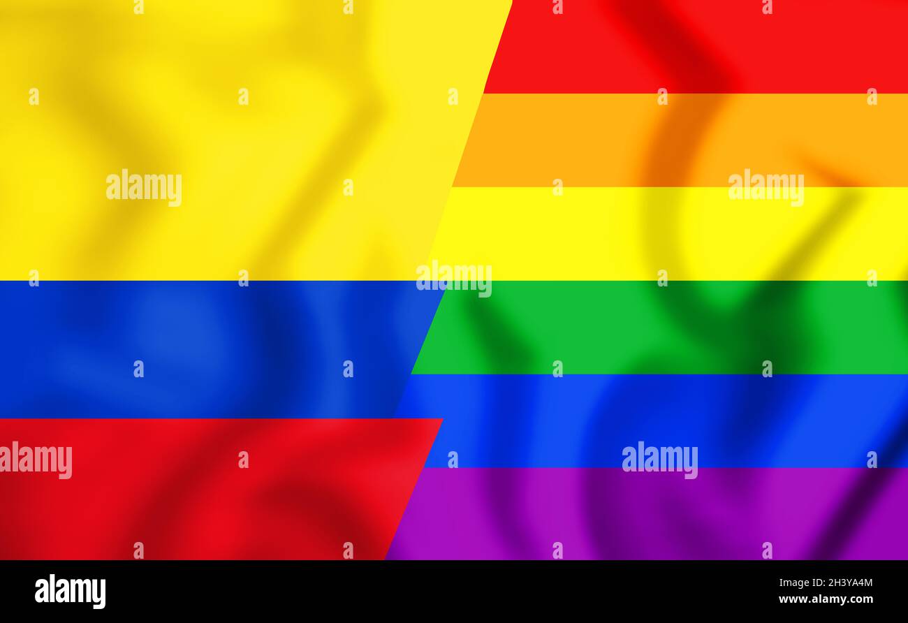 3D Colombia Gay Flag. 3D Illustration. Stock Photo