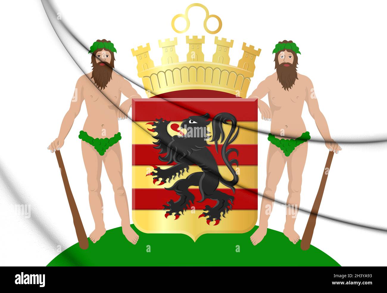 3D Oudenaarde coat of arms (East Flanders), Belgium. 3D Illustration. Stock Photo