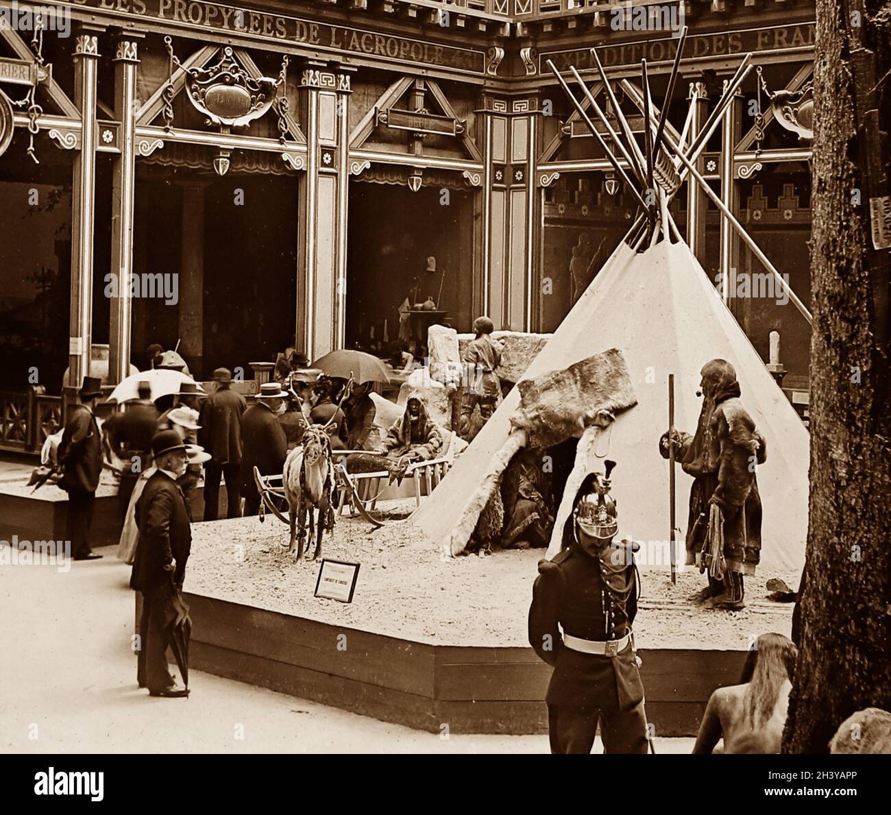 Anthropology exhibit, 1889 Exposition Universelle, Paris, France Stock Photo