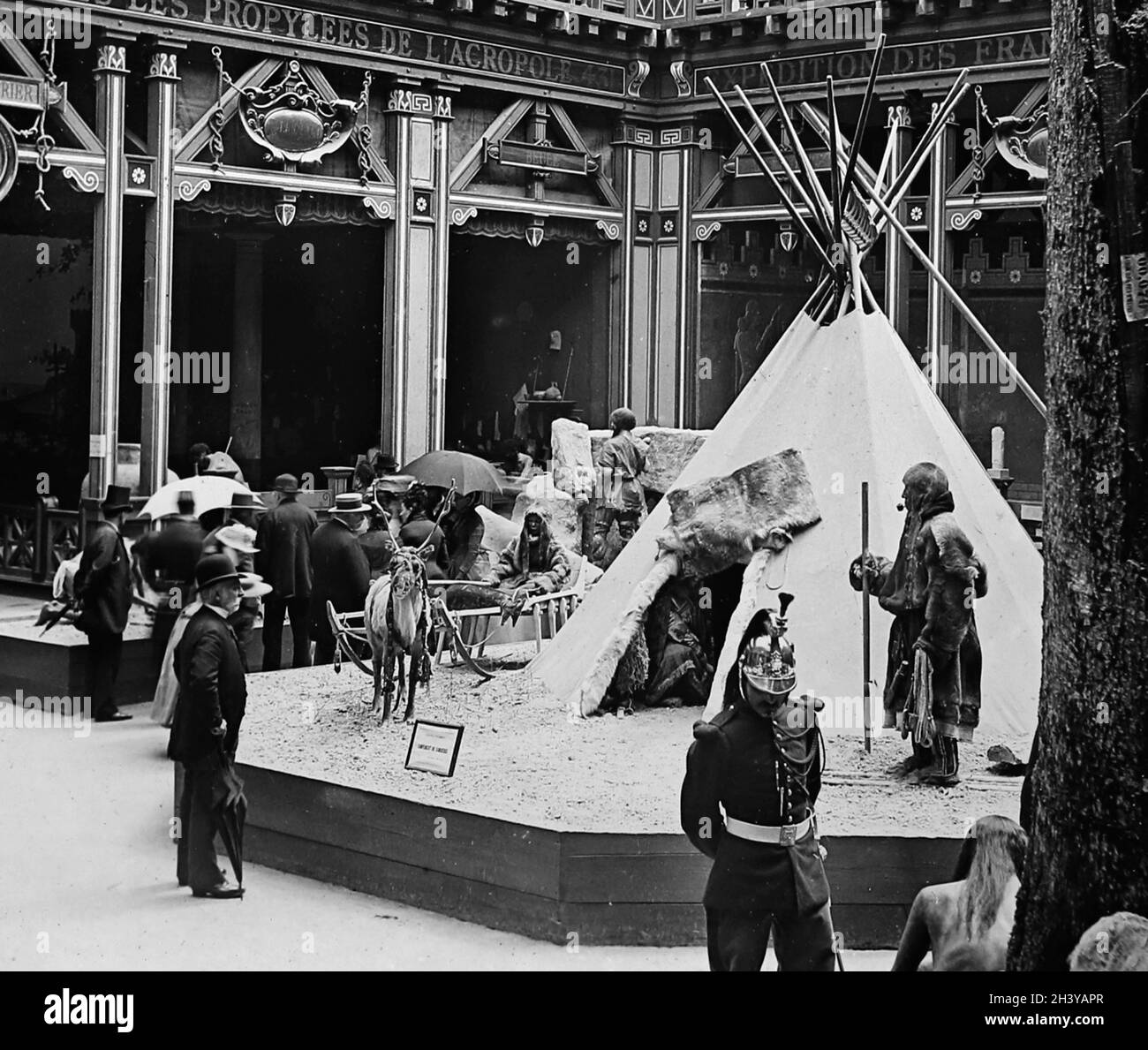 Anthropology exhibit, 1889 Exposition Universelle, Paris, France Stock Photo