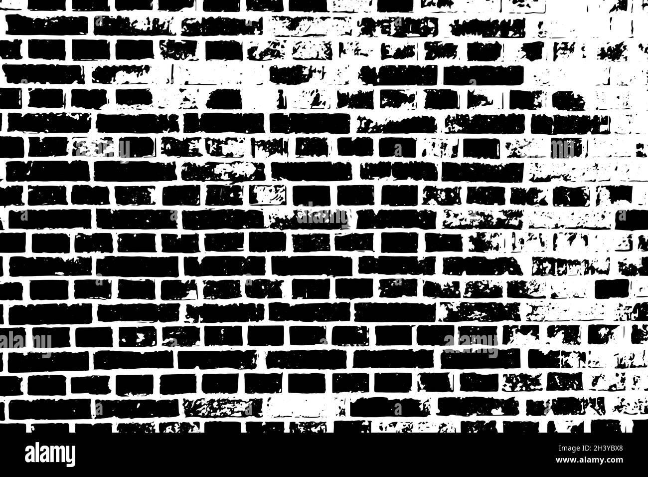 Grunge black texture as brick wall shape on white background (Vector ...
