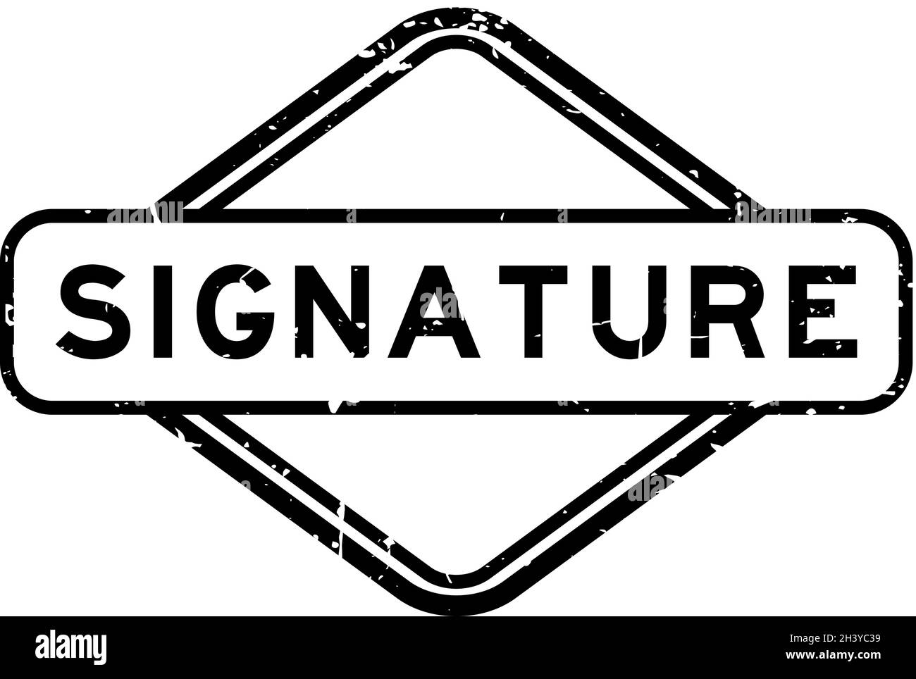 Grunge black signature word rubber square seal stamp on white ...