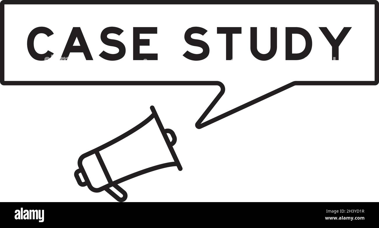 Megaphone icon with speech bubble in word case study on white background Stock Vector