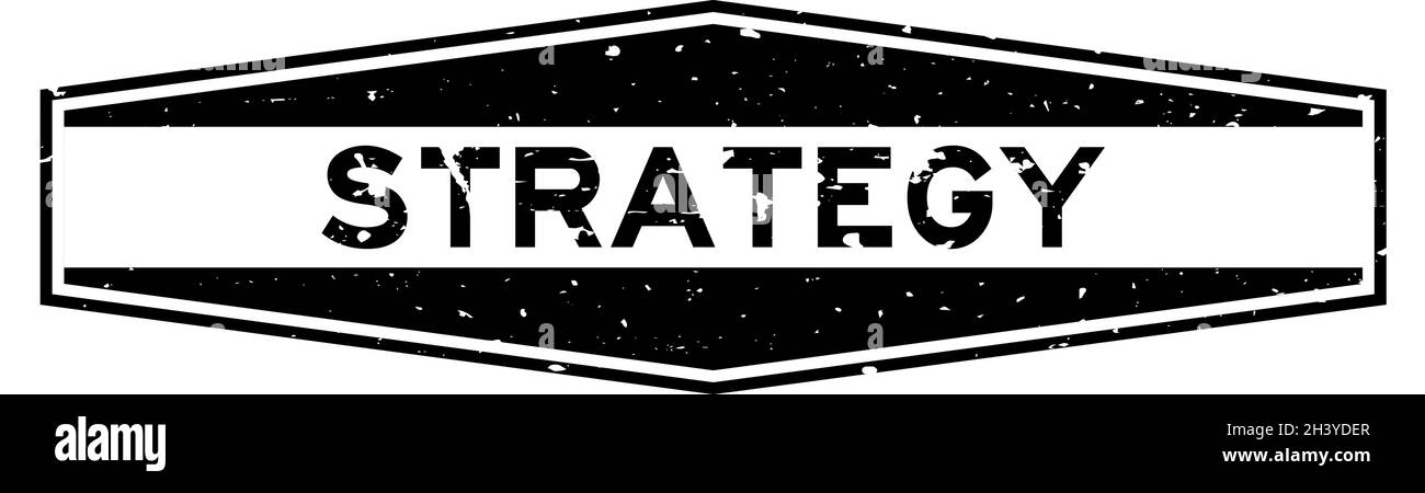 Grunge black strategy word hexagon rubber seal stamp on white ...