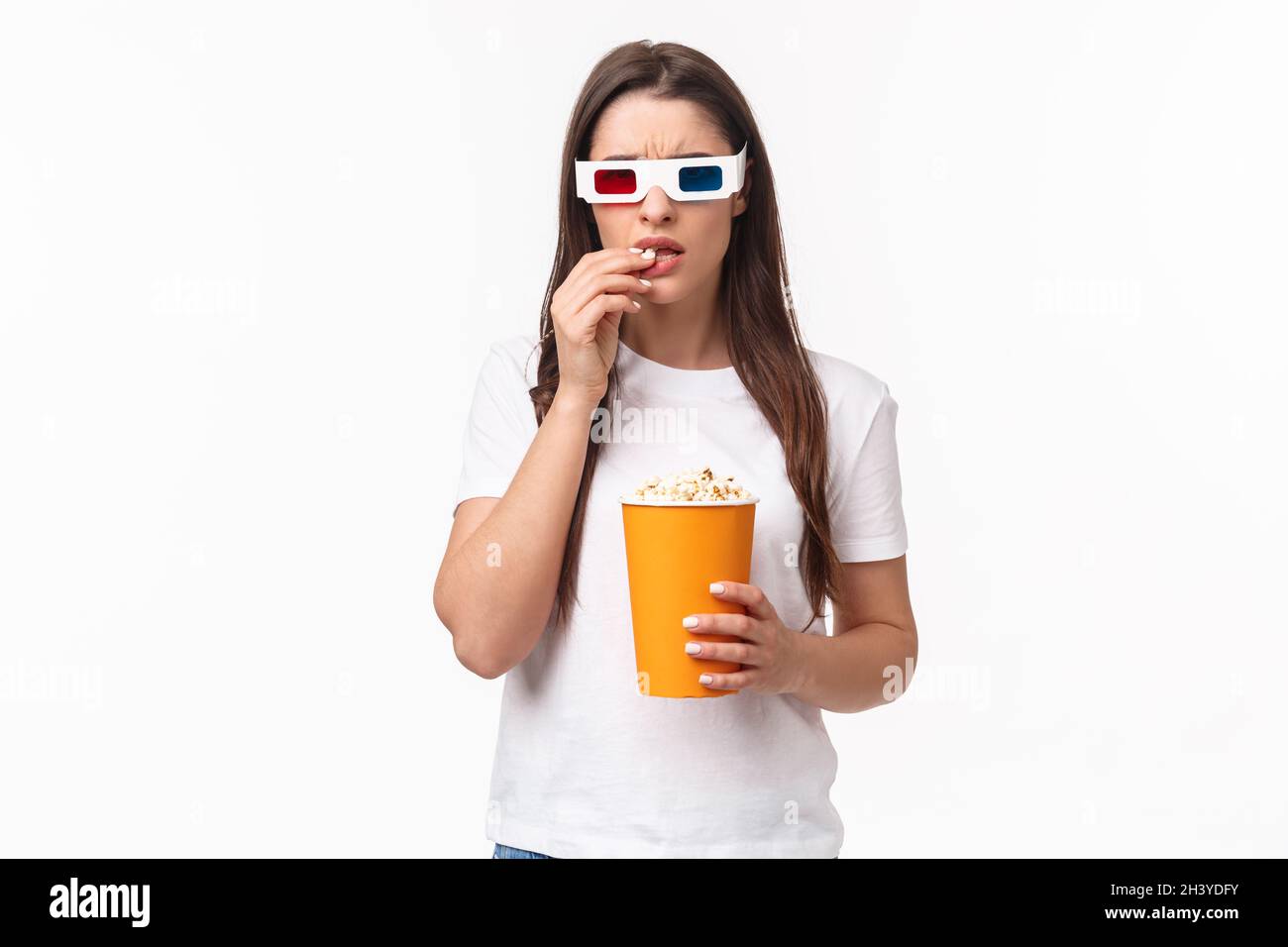 Entertainment, fun and holidays concept. Waist-up portrait of serious ...