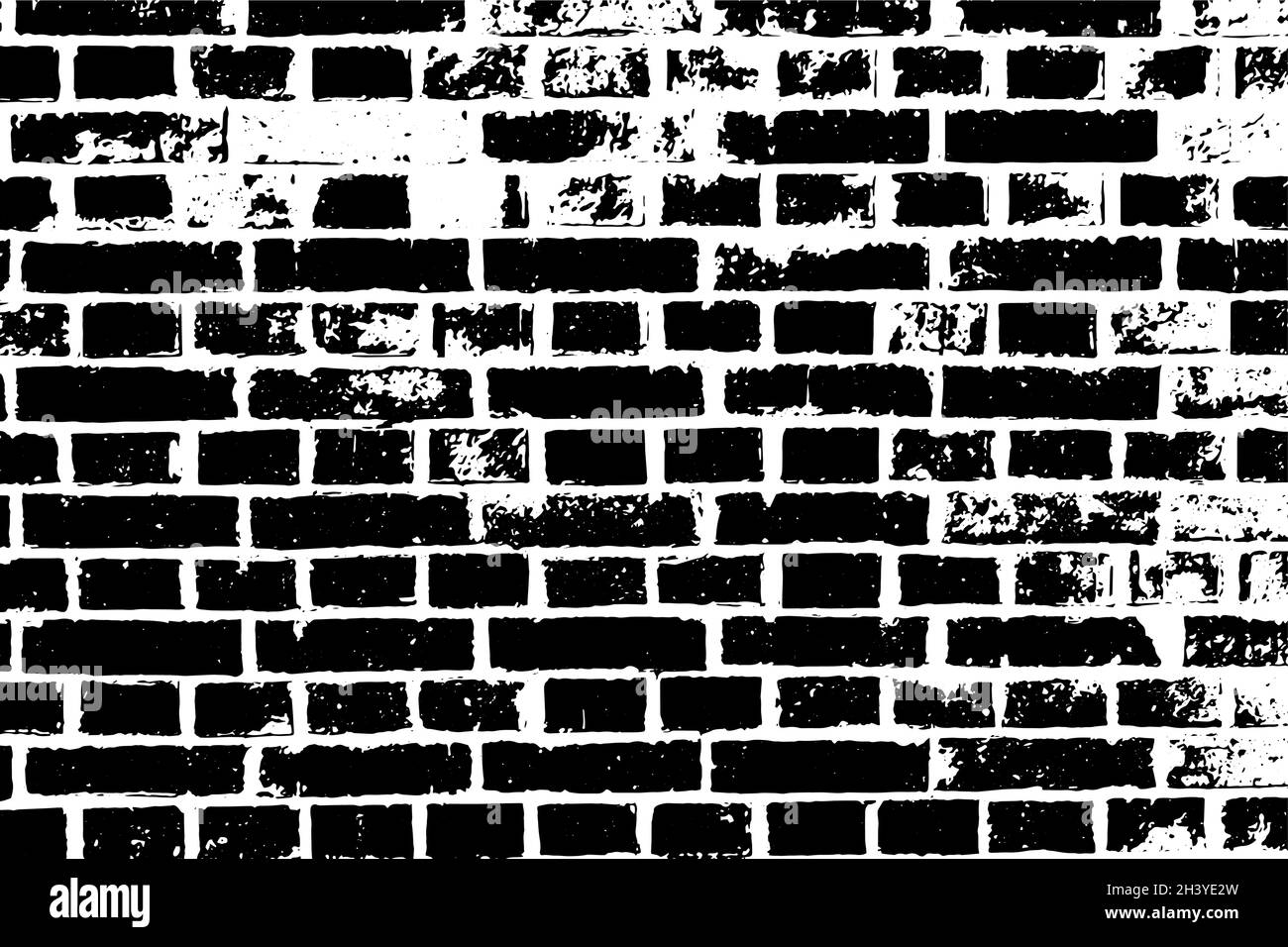 Grunge black texture as brick wall shape on white background (Vector ...