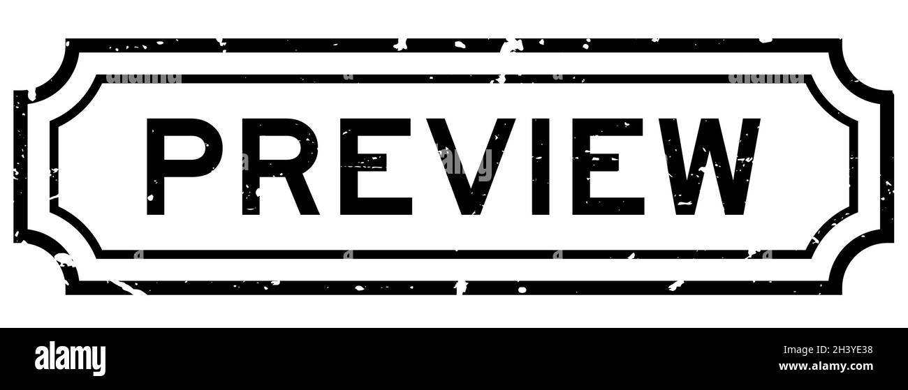 Grunge black preview word rubber seal stamp on white background Stock Vector