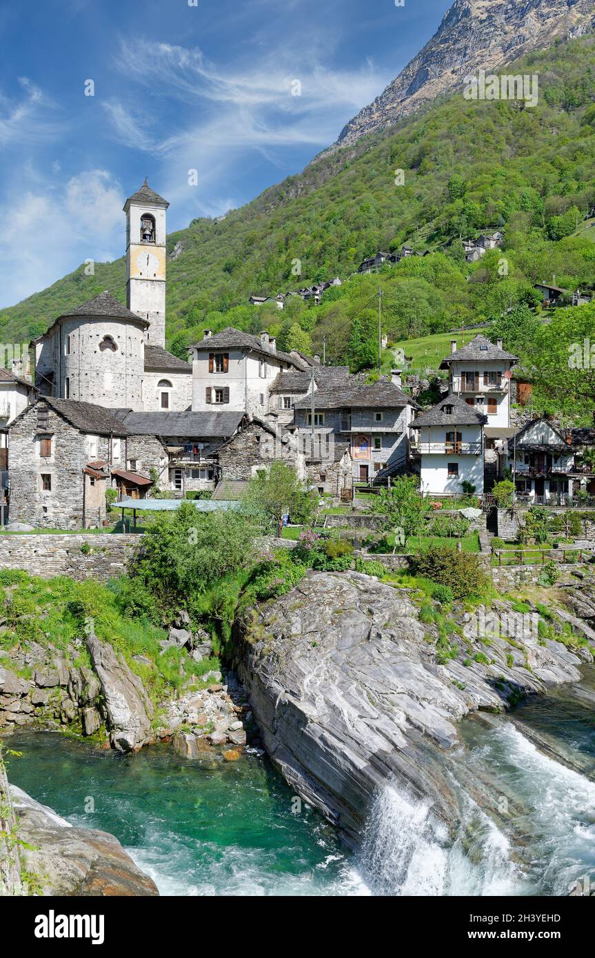 Lavertezzo,Valle Verzasca,Ticino Canton,Switzerland Stock Photo