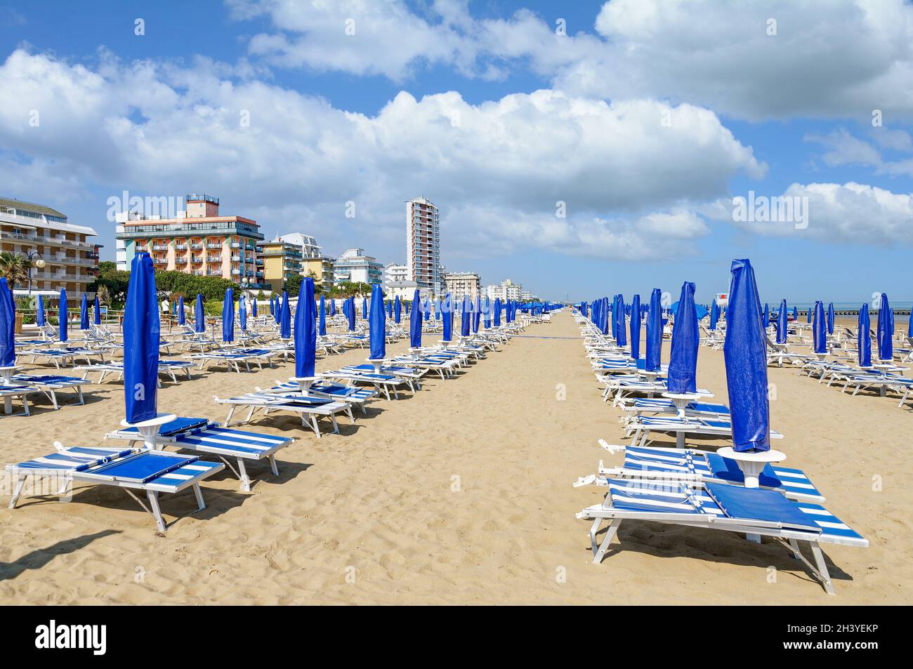 Beach in Lido di Jesolo at adriatic Sea,Veneto,Italy Stock Photo