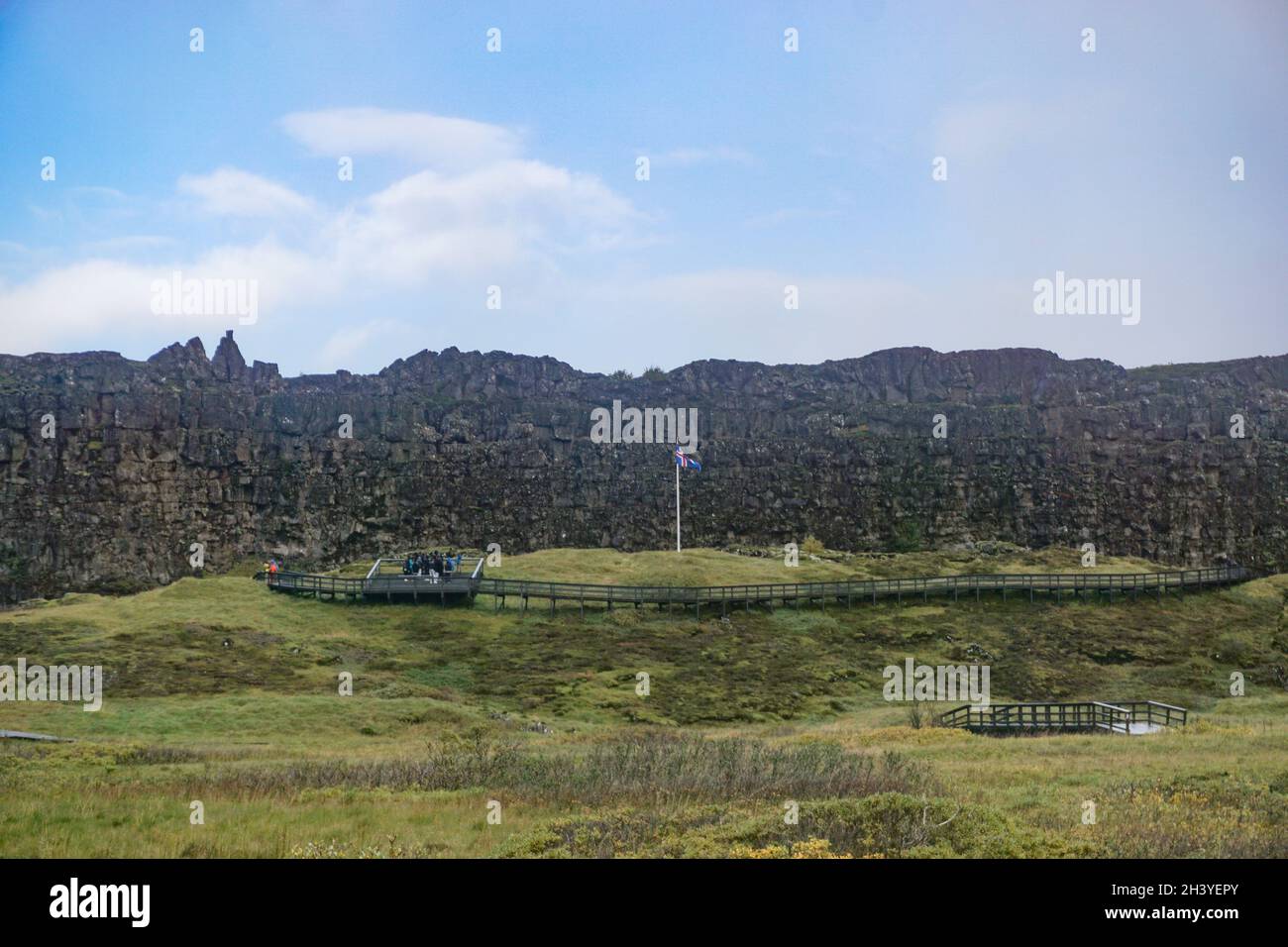 Thingvellir National Park, Iceland: Original site of the Althing, or General Assembly, established in 930 C.E., the world’s oldest existing parliament Stock Photo