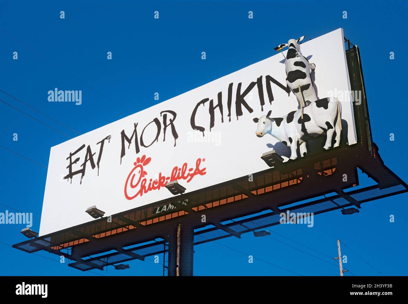Chick-Fil-Abillboard Eat Mor Chikin with cows Stock Photo