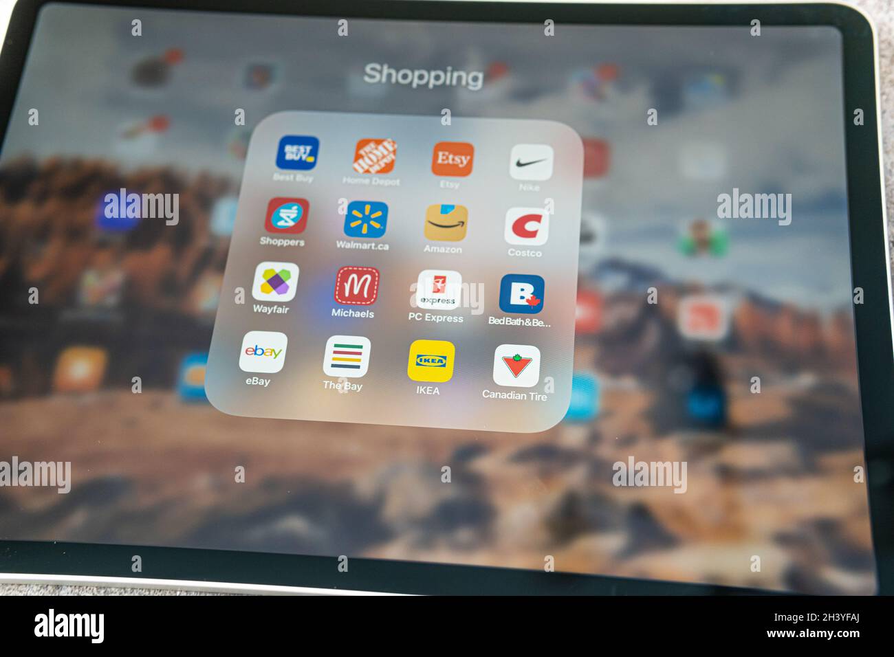 30 October 2021 Calgary Alberta Canada Shopping apps on an