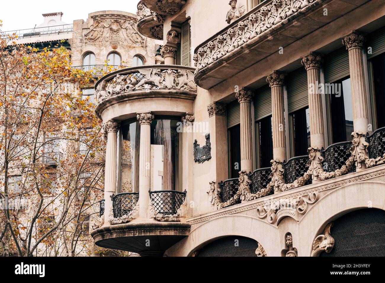 The house of Llieo i Morera is a six-story residential building in Barcelona, a masterpiece of Catalan modernism, one of the mos Stock Photo