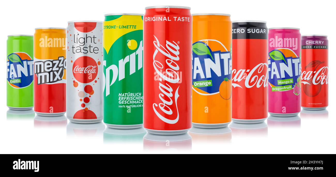 Coca Cola Coca-Cola Products Fanta Sprite Lemonade Drinks in Can Exempt isolated Stock Photo