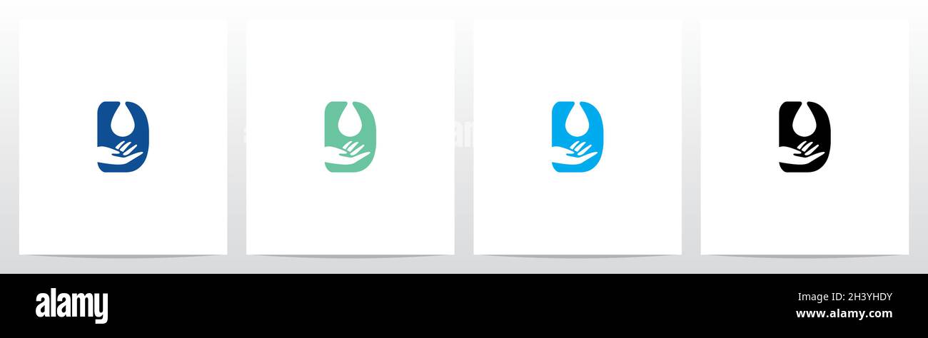 Water Drop And Hand On Letter Logo Design D Stock Vector Image & Art ...