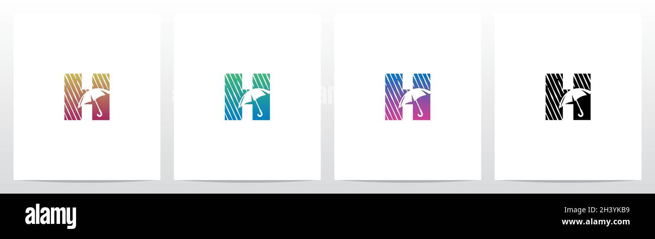 Umbrella Protect From The Rain On Letter Logo Design H Stock Vector 