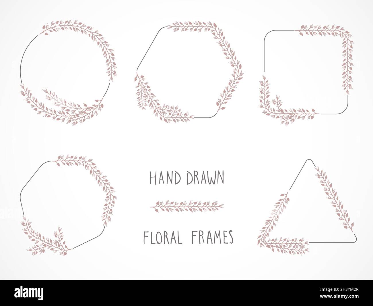 Vector set of floral hand drawn frames and decorative elements Stock ...