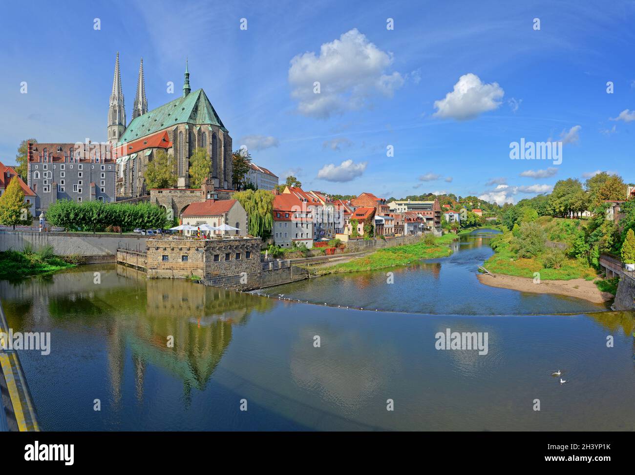 Panorama of GÃ¶rlitz with Neisse Stock Photo
