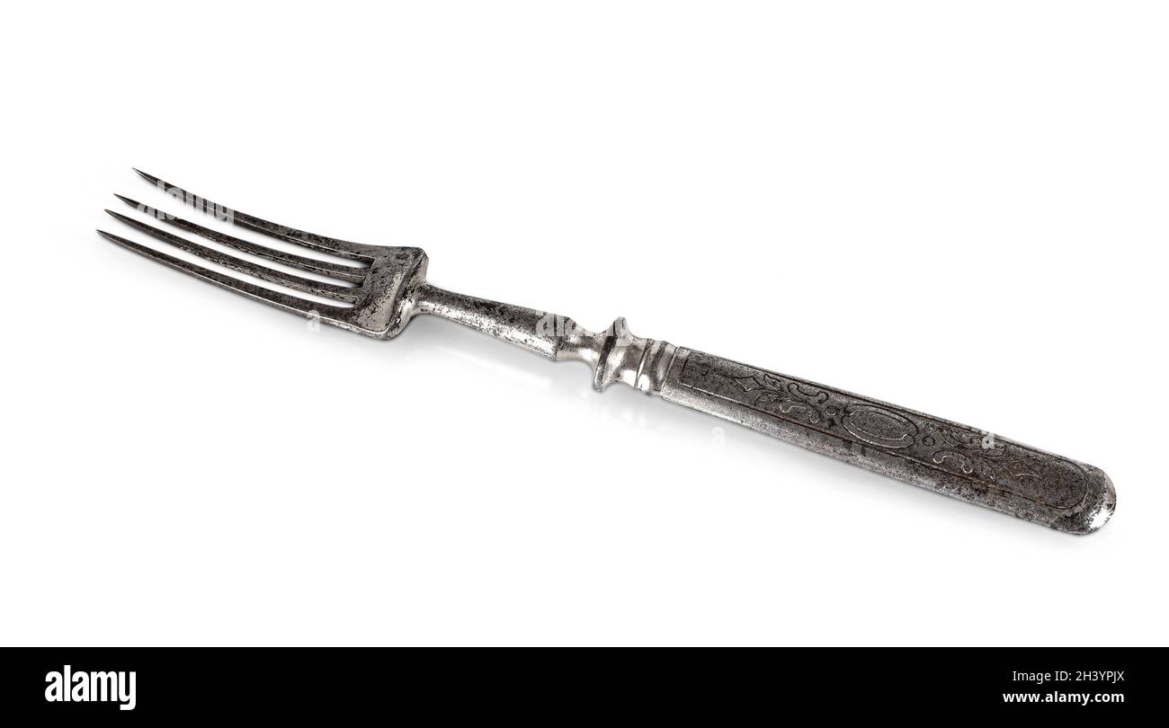 antique dirty silver fork isolated on white background Stock Photo Alamy