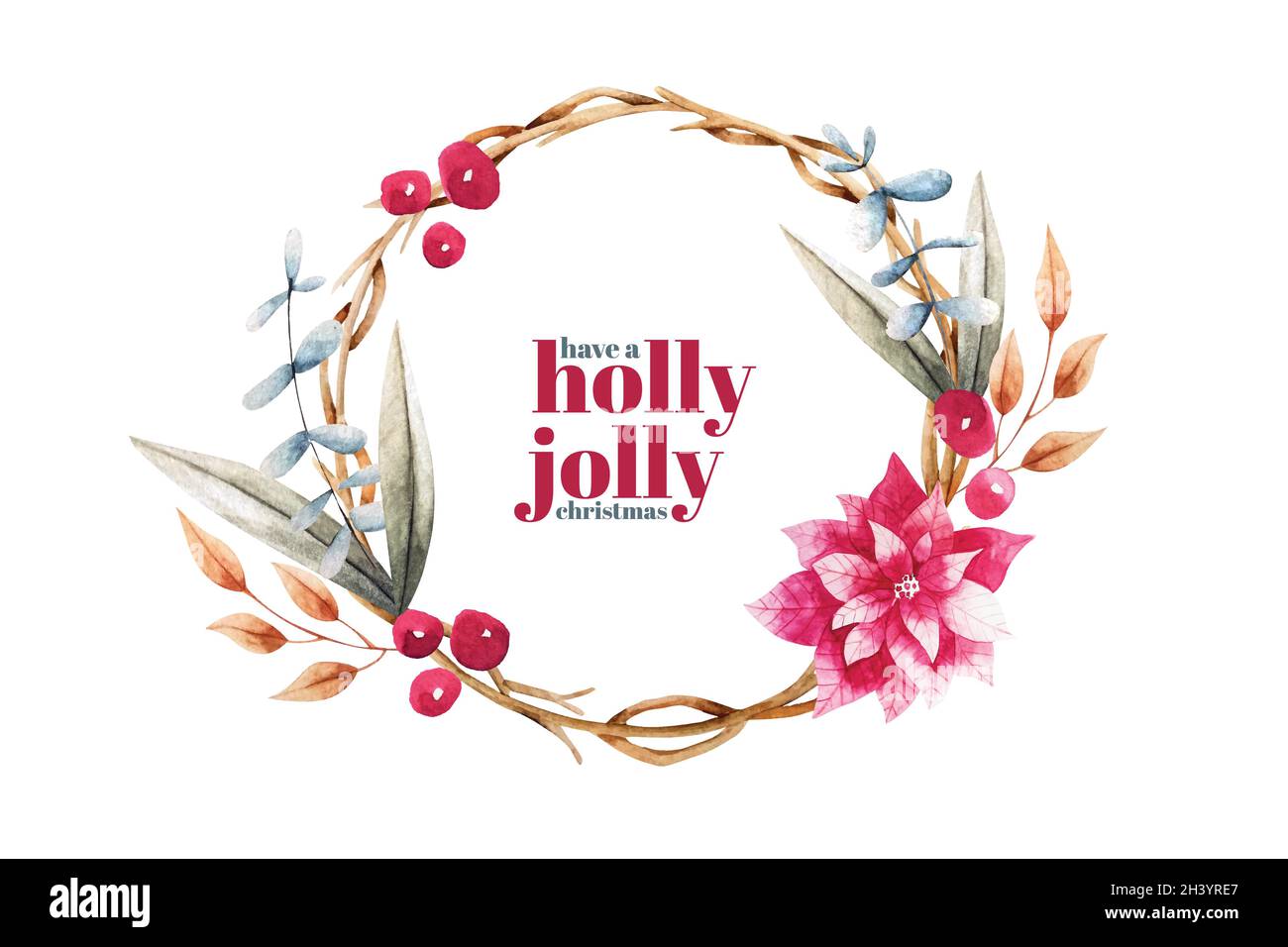 holly jolly christmas background vector design illustration Stock