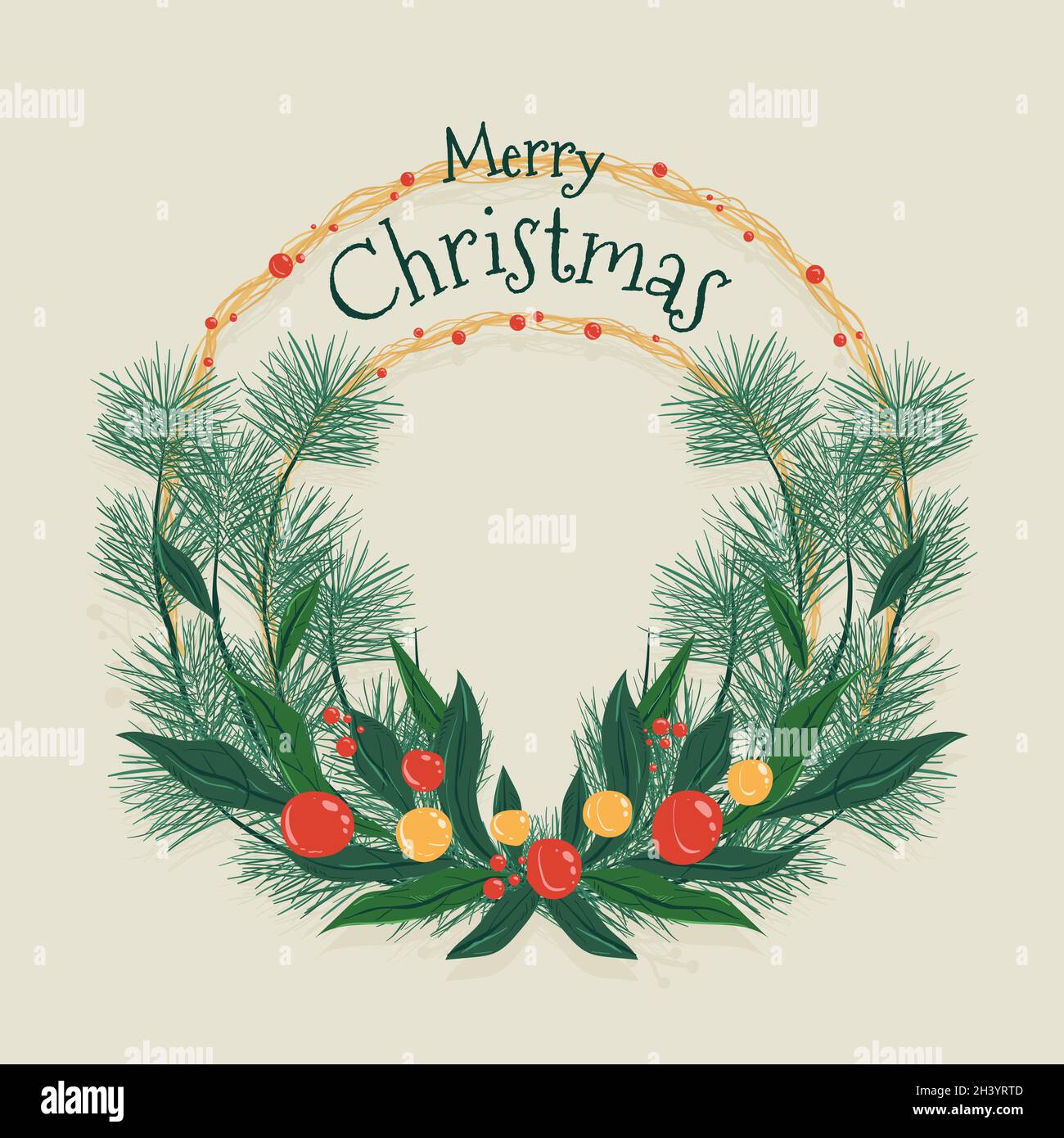 Festive christmas wreath new Stock Vector Images - Alamy