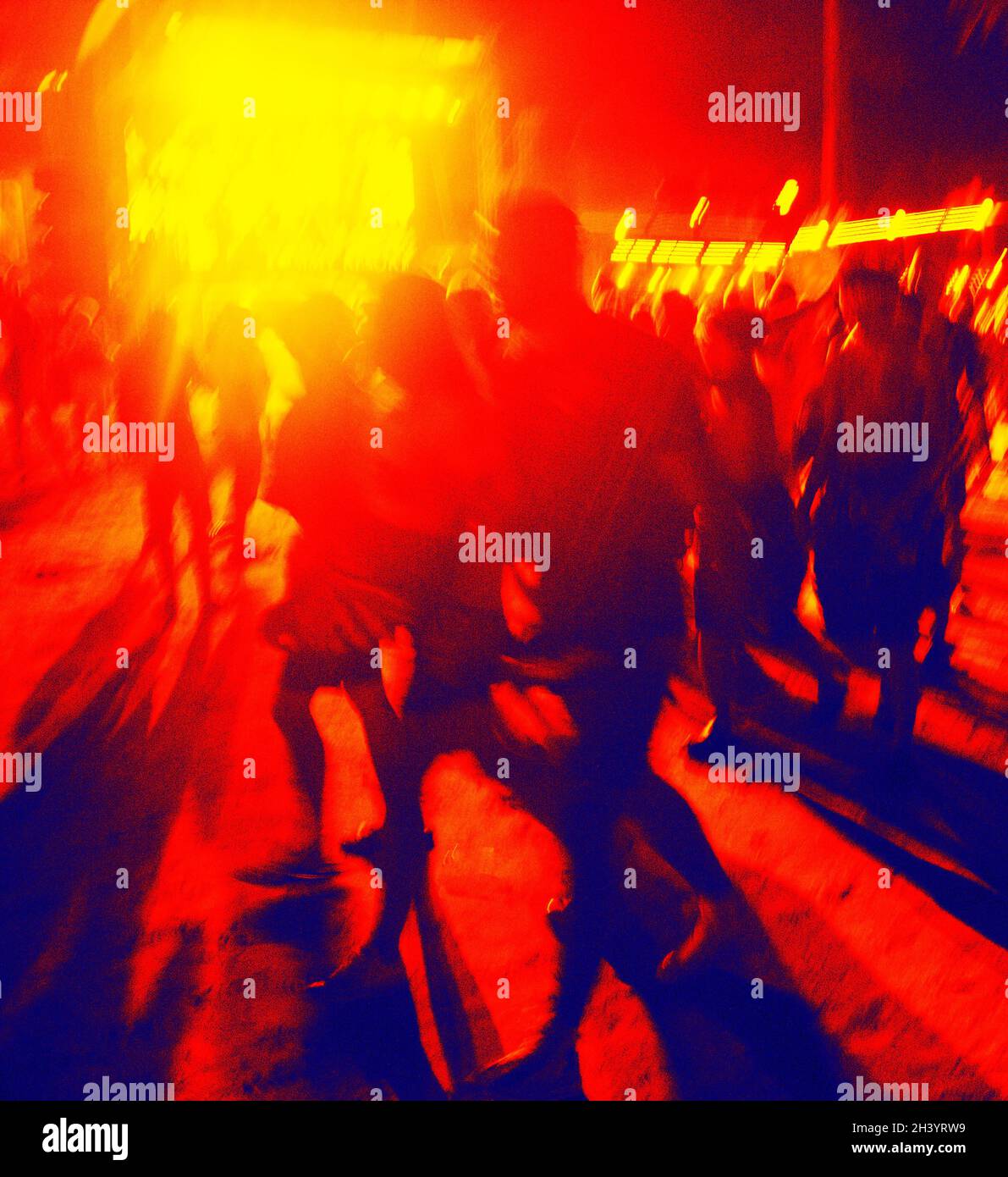 Crowds of tourists infrared Stock Photo