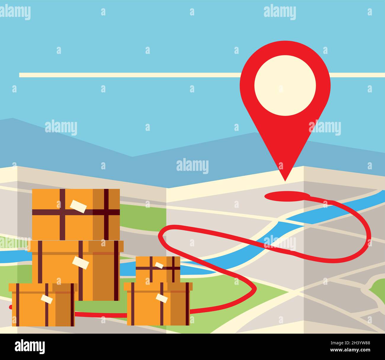 delivery map and pointer Stock Vector Image & Art - Alamy