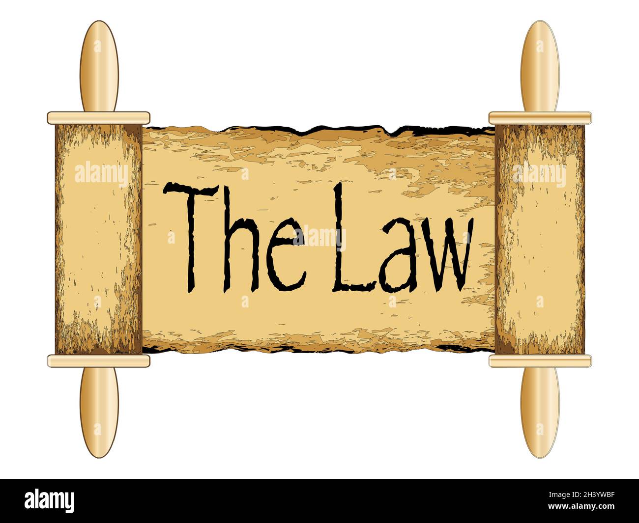 An ancient legal parchment scroll with wooden handles and the text The