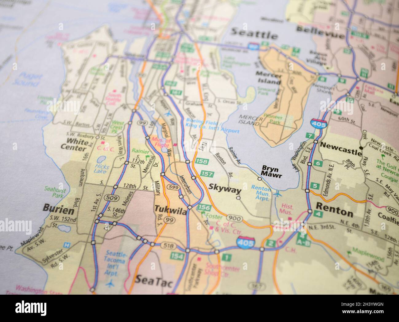 Map Of The City Of Bryn Mawr, Wa Stock Photo - Alamy