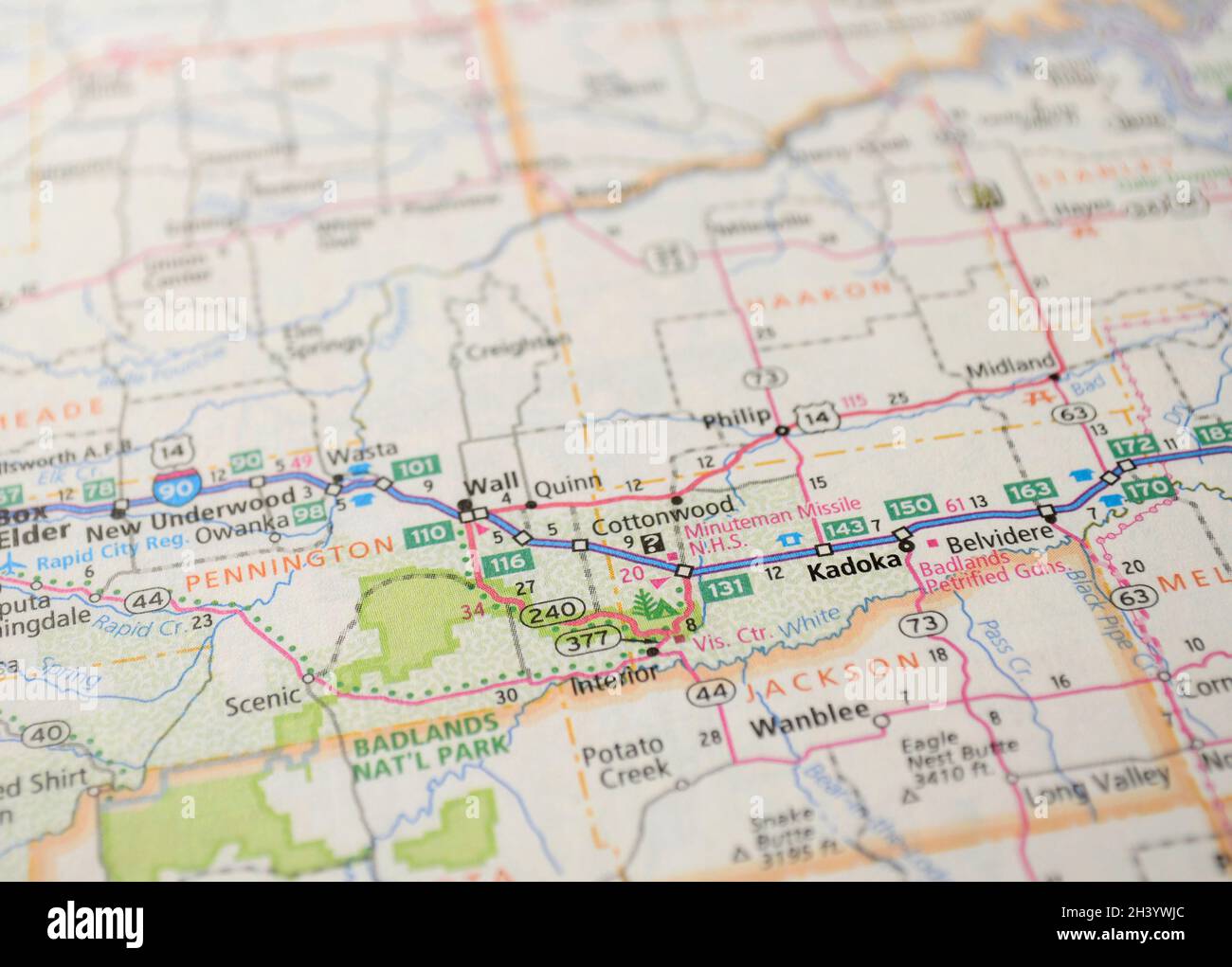 Map of the city of Kadoka, SD Stock Photo Alamy