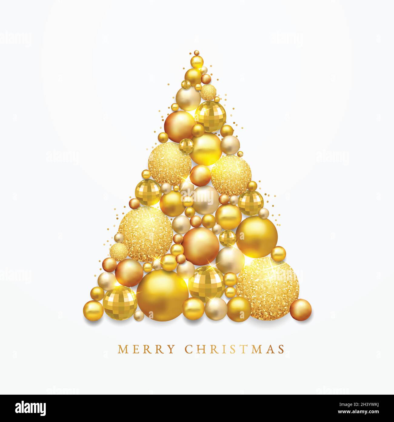 christmas tree made realistic golden decoration vector design ...