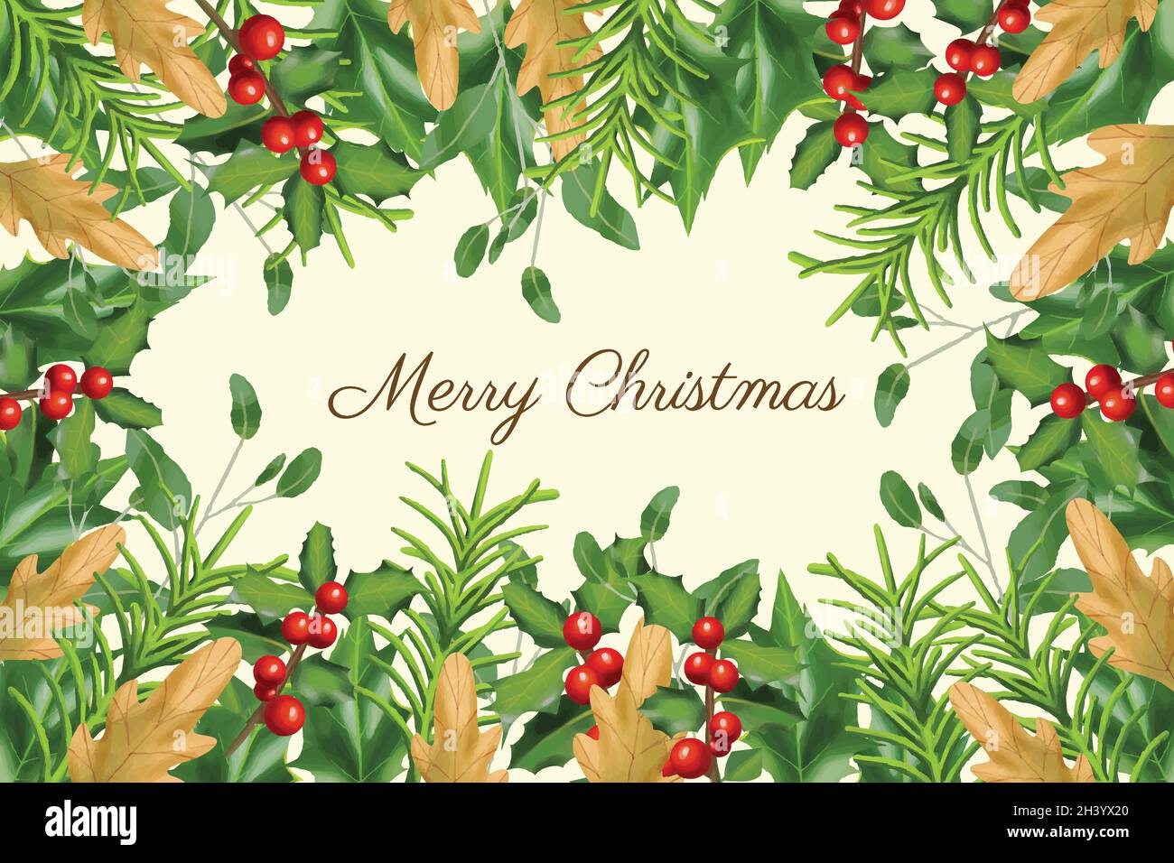 christmas tree branches background vector design illustration Stock ...
