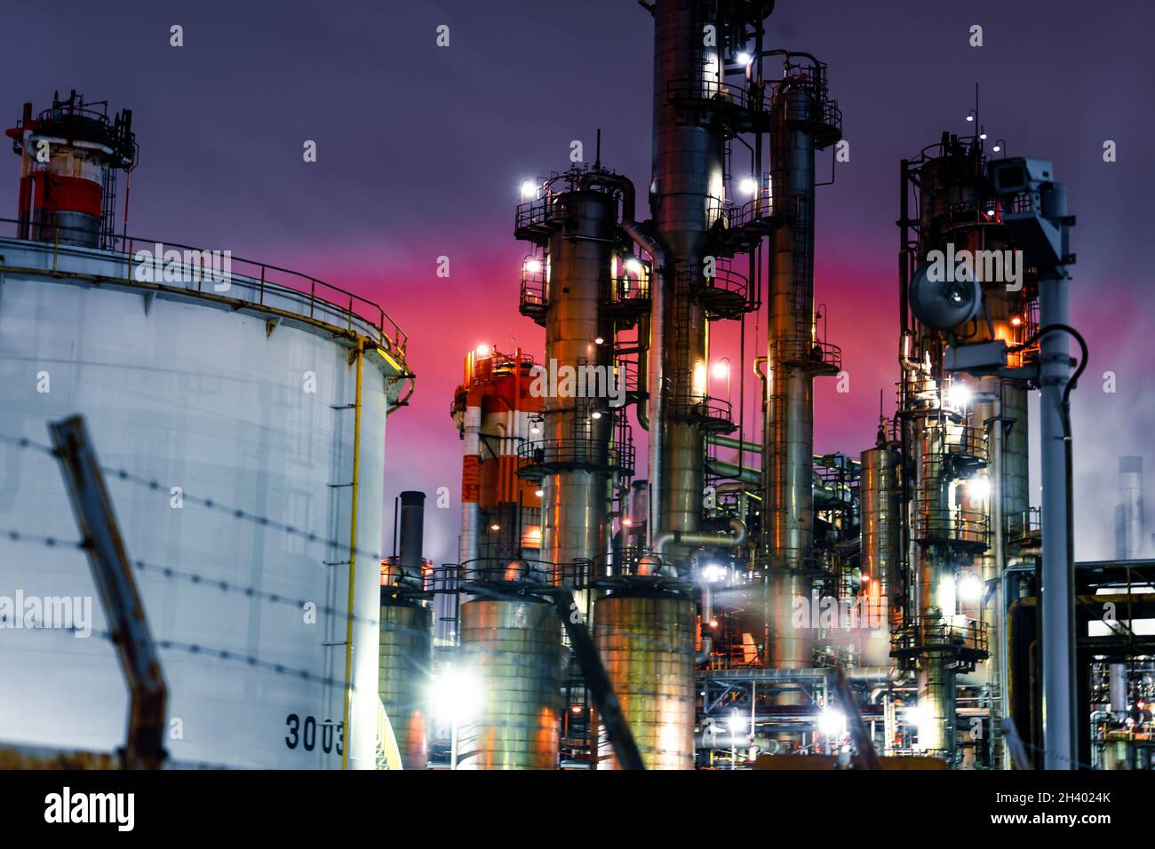 Factory night view of the Keihin region Stock Photo