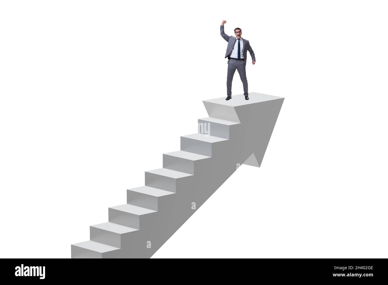 Businessman climbing career ladder in business concept Stock Photo - Alamy